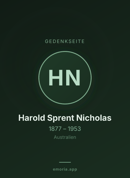 Gedenkportrait von Harold Sprent Nicholas