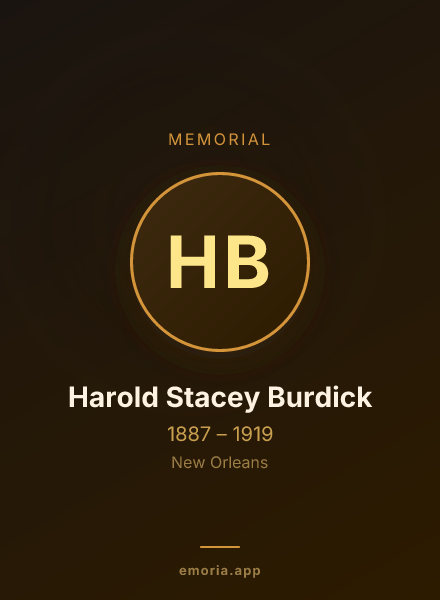 Memorial portrait of Harold Stacey Burdick