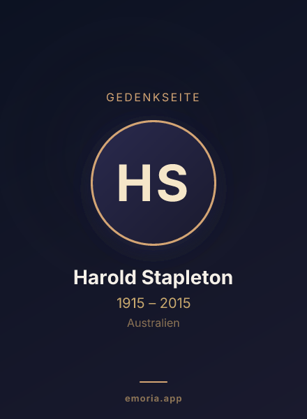 Gedenkportrait von Harold Stapleton