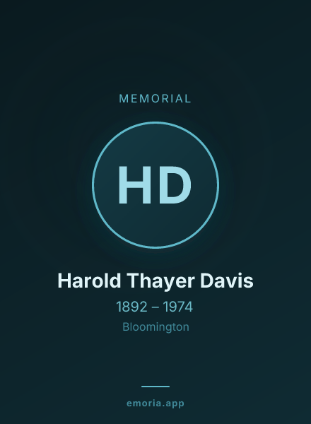 Memorial portrait of Harold Thayer Davis