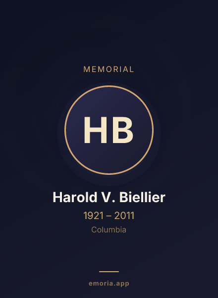 Memorial portrait of Harold V. Biellier