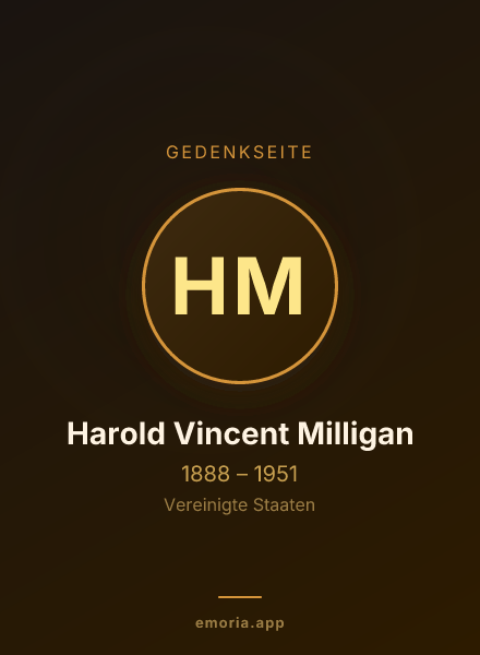 Gedenkportrait von Harold Vincent Milligan