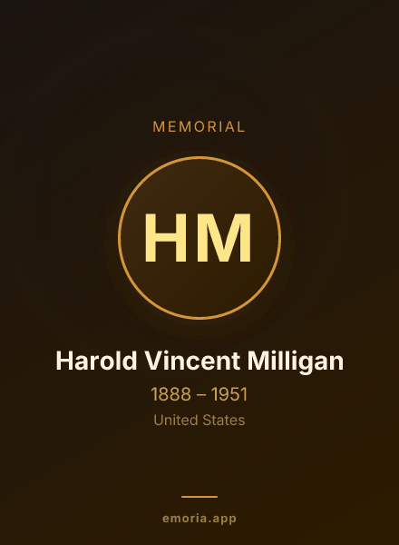 Memorial portrait of Harold Vincent Milligan