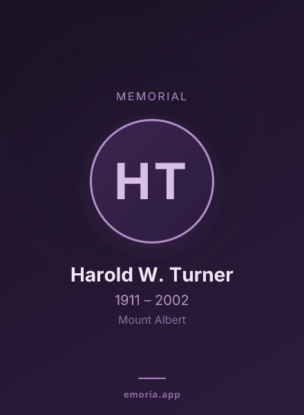 Memorial portrait of Harold W. Turner
