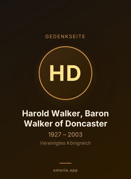 Gedenkportrait von Harold Walker, Baron Walker of Doncaster