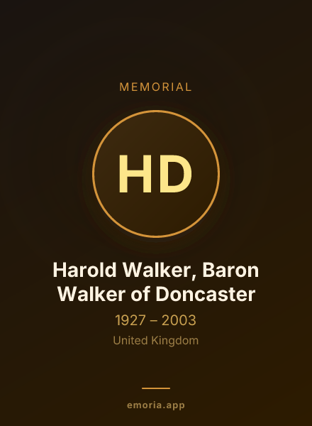 Memorial portrait of Harold Walker, Baron Walker of Doncaster