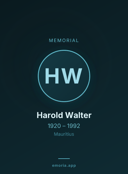 Memorial portrait of Harold Walter
