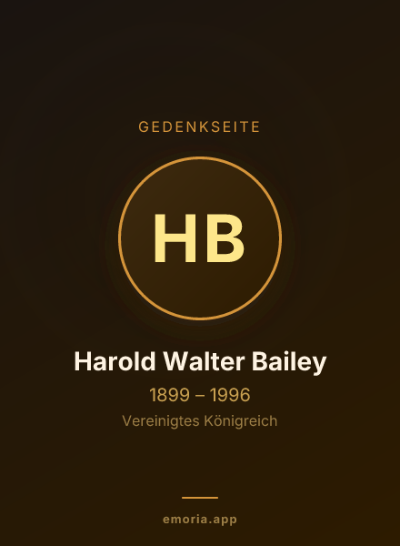Gedenkportrait von Harold Walter Bailey