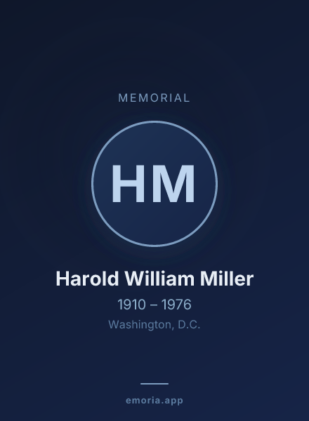Memorial portrait of Harold William Miller