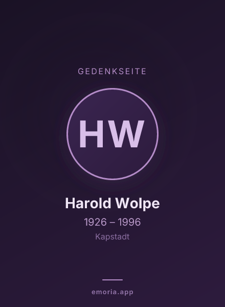 Gedenkportrait von Harold Wolpe