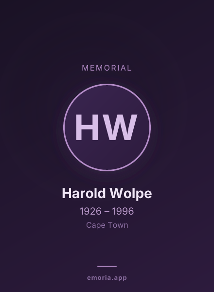 Memorial portrait of Harold Wolpe
