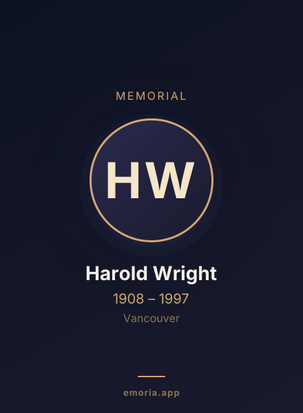 Memorial portrait of Harold Wright