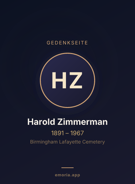 Gedenkportrait von Harold Zimmerman
