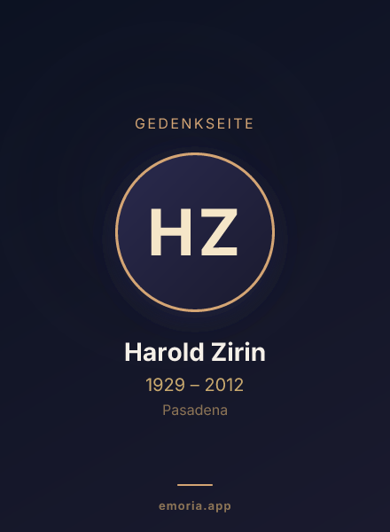 Gedenkportrait von Harold Zirin