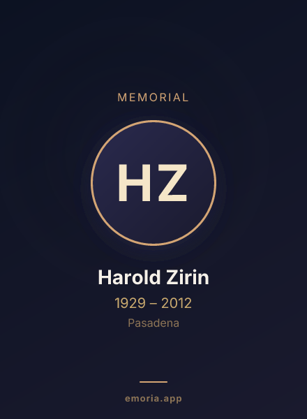Memorial portrait of Harold Zirin
