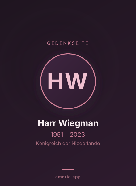 Gedenkportrait von Harr Wiegman