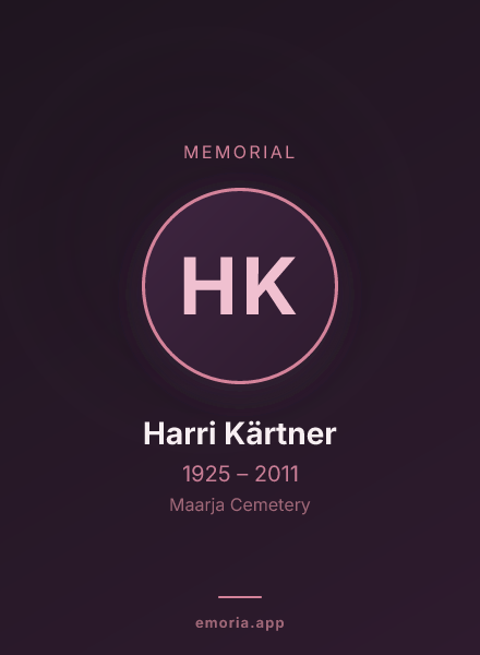 Memorial portrait of Harri Kärtner