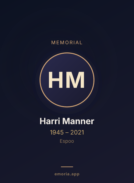Memorial portrait of Harri Manner