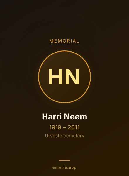 Memorial portrait of Harri Neem