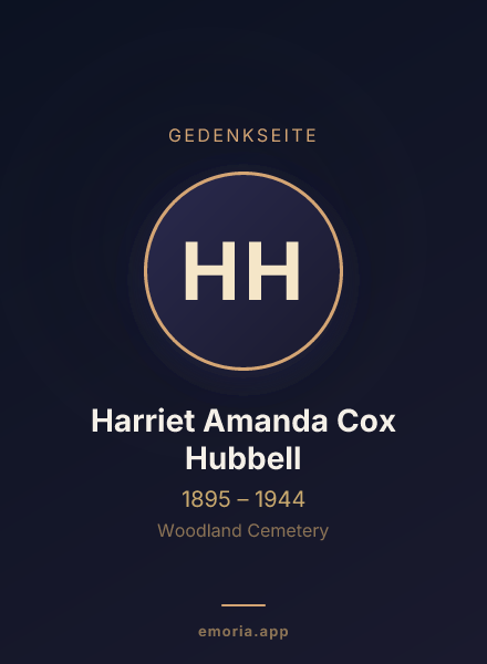 Gedenkportrait von Harriet Amanda Cox Hubbell