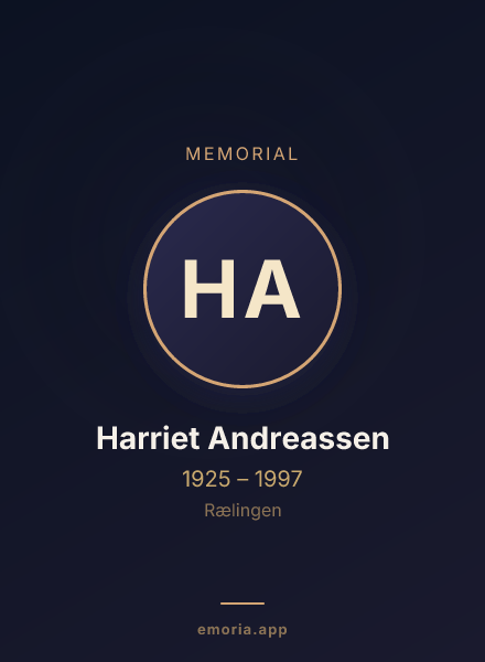 Memorial portrait of Harriet Andreassen