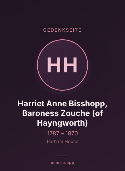 Gedenkportrait von Harriet Anne Bisshopp, Baroness Zouche (of Hayngworth)
