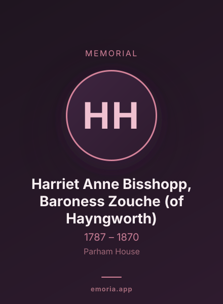 Memorial portrait of Harriet Anne Bisshopp, Baroness Zouche (of Hayngworth)