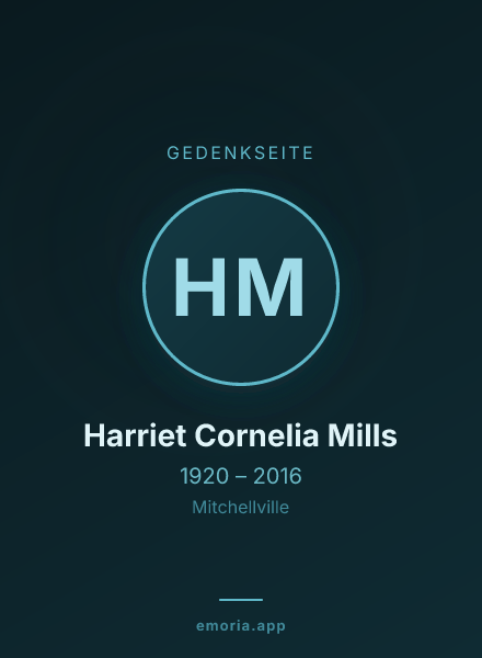 Gedenkportrait von Harriet Cornelia Mills
