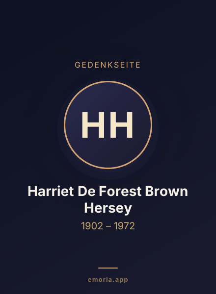 Gedenkportrait von Harriet De Forest Brown Hersey