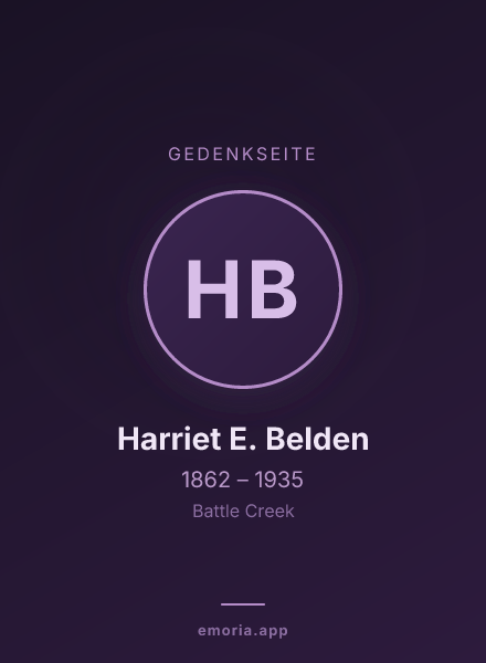 Gedenkportrait von Harriet E. Belden