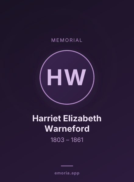 Memorial portrait of Harriet Elizabeth Warneford