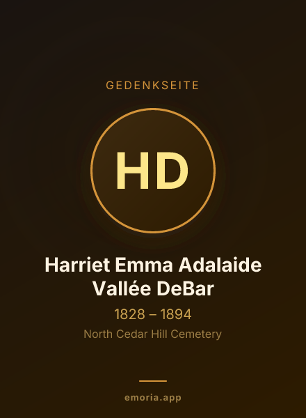 Gedenkportrait von Harriet Emma Adalaide Vallée DeBar