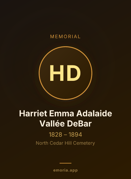 Memorial portrait of Harriet Emma Adalaide Vallée DeBar
