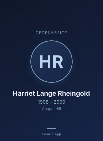 Gedenkportrait von Harriet Lange Rheingold