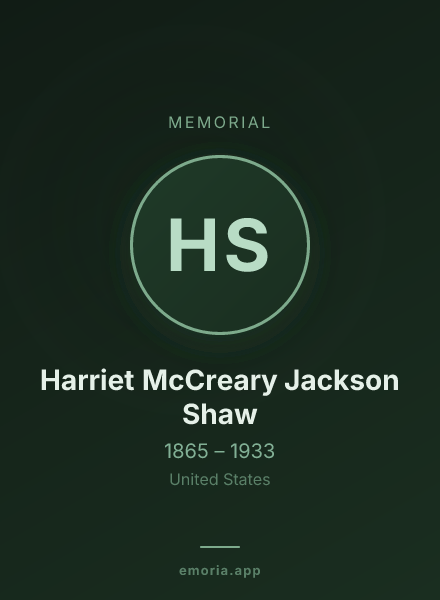 Memorial portrait of Harriet McCreary Jackson Shaw