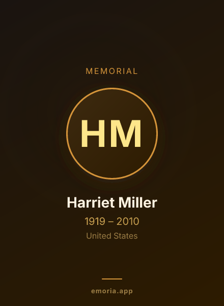 Memorial portrait of Harriet Miller