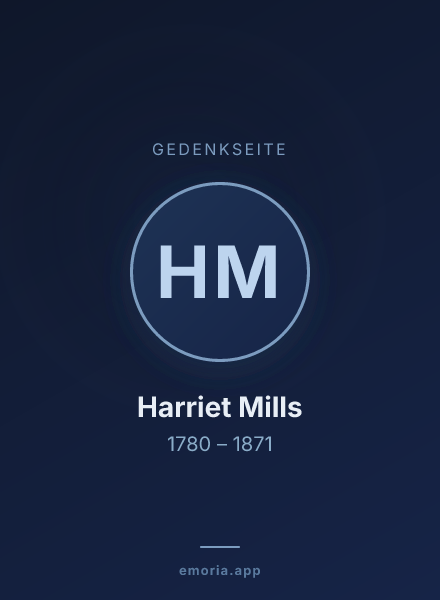 Gedenkportrait von Harriet Mills