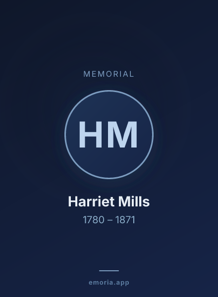 Memorial portrait of Harriet Mills