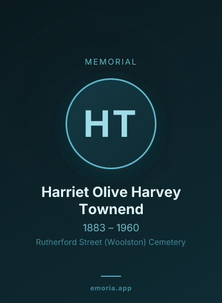 Memorial portrait of Harriet Olive Harvey Townend