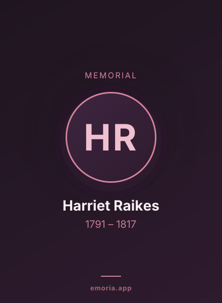 Memorial portrait of Harriet Raikes