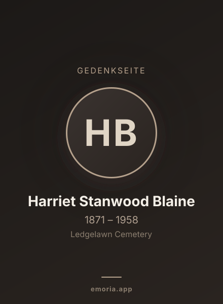 Gedenkportrait von Harriet Stanwood Blaine