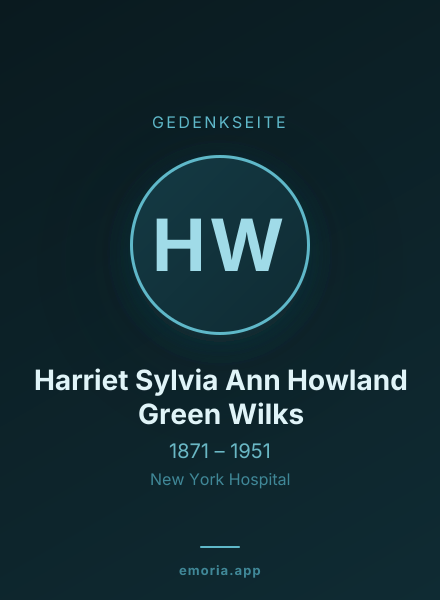 Gedenkportrait von Harriet Sylvia Ann Howland Green Wilks