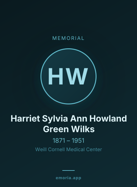 Memorial portrait of Harriet Sylvia Ann Howland Green Wilks
