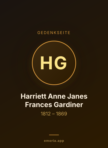 Gedenkportrait von Harriett Anne Janes Frances Gardiner