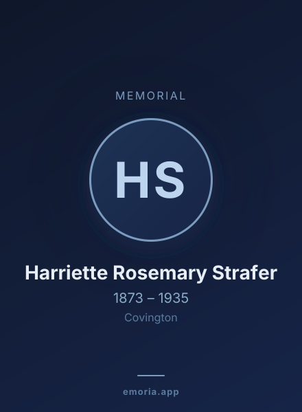 Memorial portrait of Harriette Rosemary Strafer