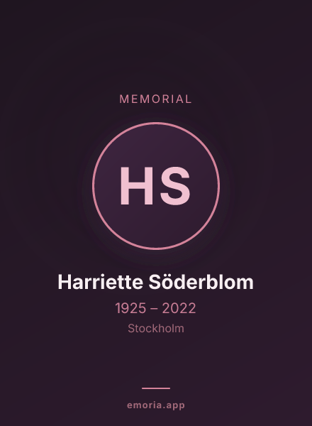 Memorial portrait of Harriette Söderblom
