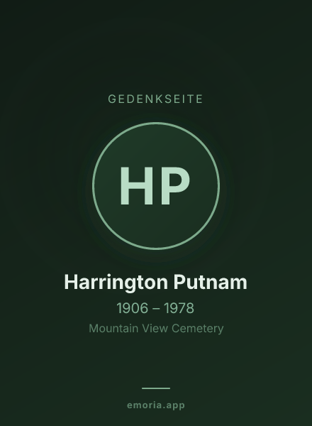 Gedenkportrait von Harrington Putnam