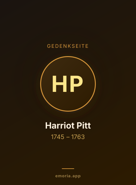 Gedenkportrait von Harriot Pitt