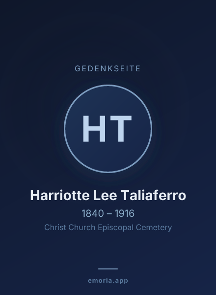 Gedenkportrait von Harriotte Lee Taliaferro