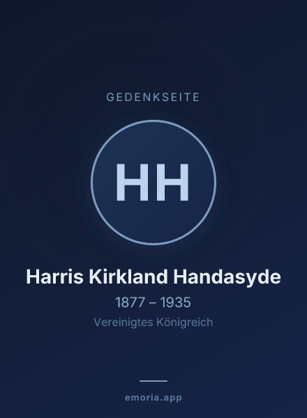 Gedenkportrait von Harris Kirkland Handasyde